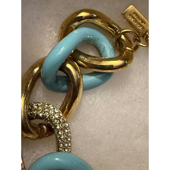 Kate Spade Gold, Turqouise, and Pavé Chunky Chain Bracelet - Picture 6 of 7